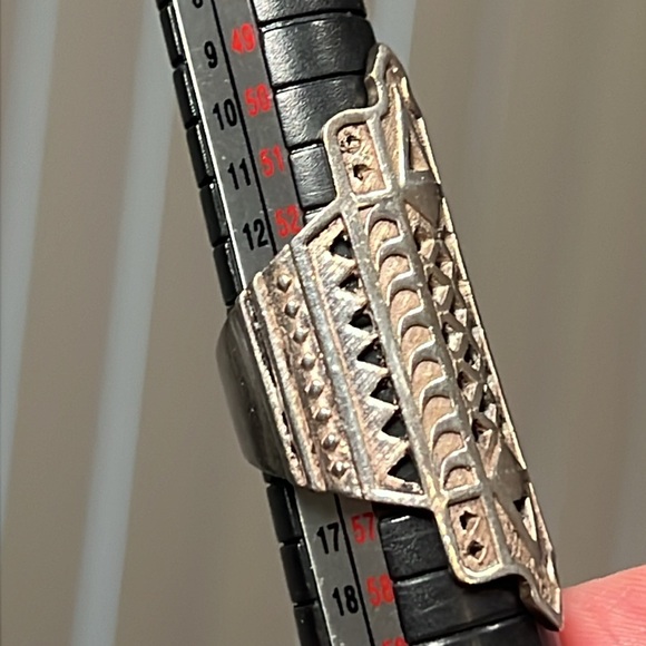 VTG Gothic Cathedral Window Geometric Full Finger Tower Sterling Silver Ring - Picture 4 of 8